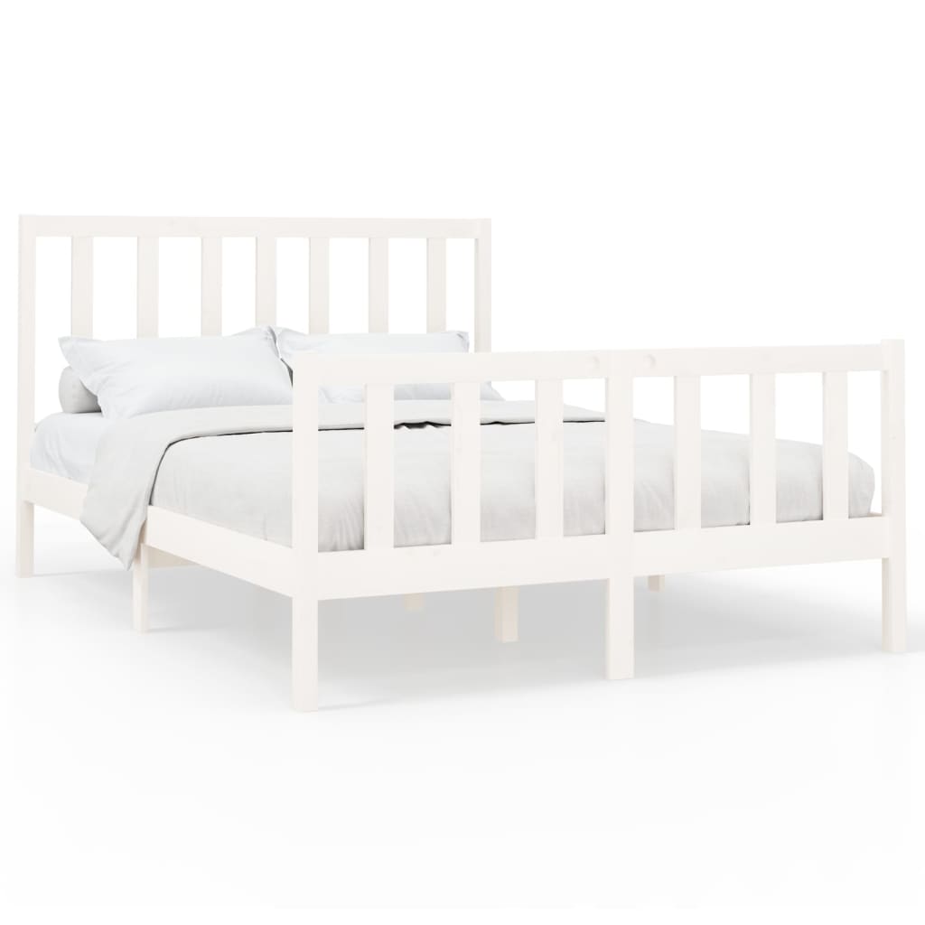 Bed Frame without Mattress White 140x200 cm Solid Wood Pine