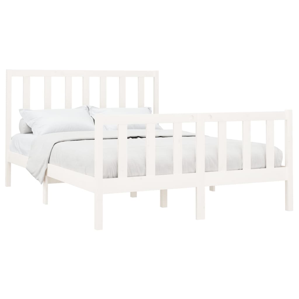 Bed Frame without Mattress White 140x200 cm Solid Wood Pine