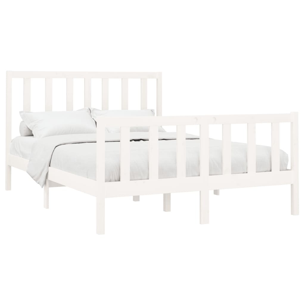 Bed Frame without Mattress White 160x200 cm Solid Wood Pine