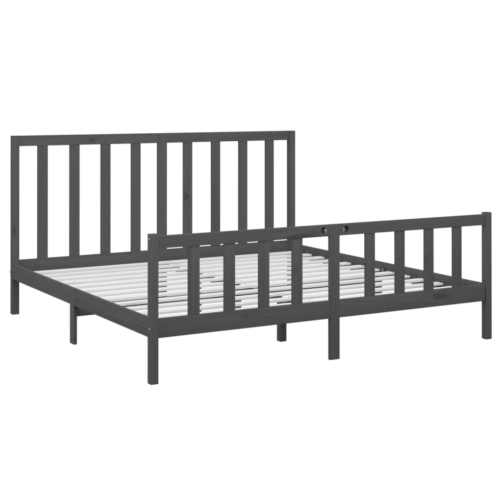 Bed Frame without Mattress Grey 200x200 cm  Solid Wood Pine