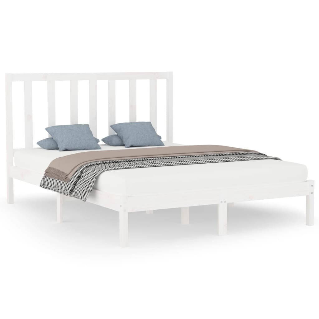 Bed Frame without Mattress White 160x200 cm Solid Wood