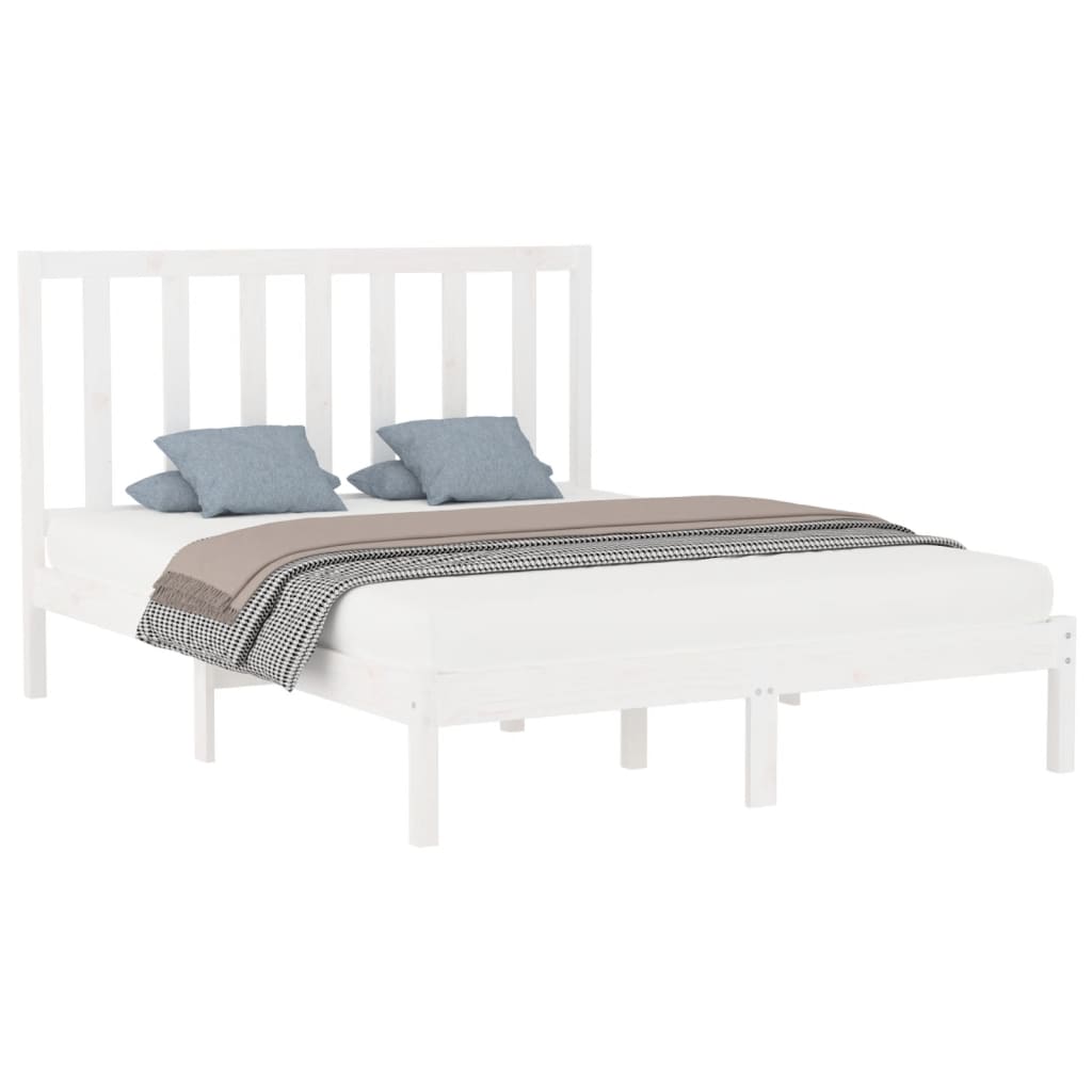 Bed Frame without Mattress White 160x200 cm Solid Wood