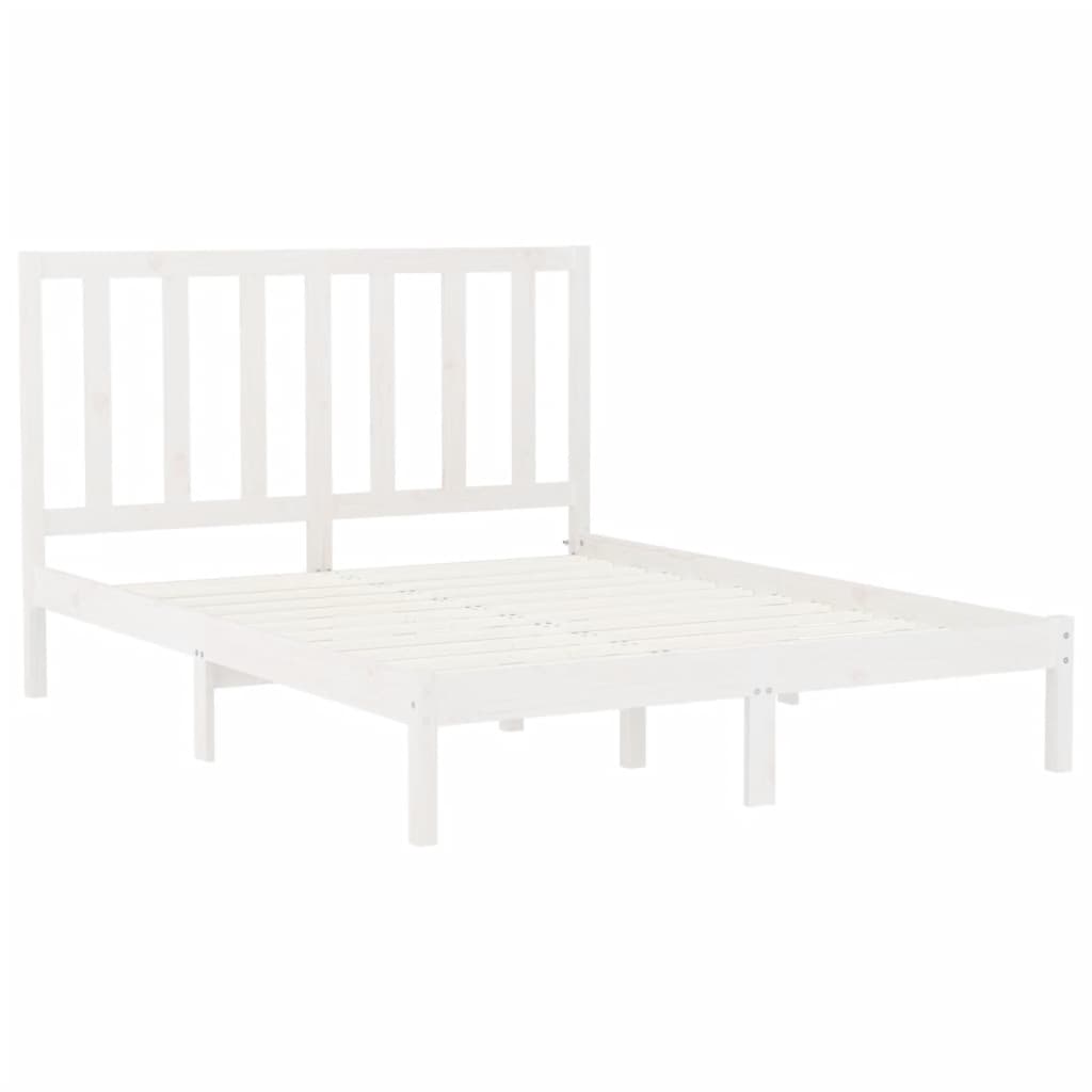 Bed Frame without Mattress White 160x200 cm Solid Wood