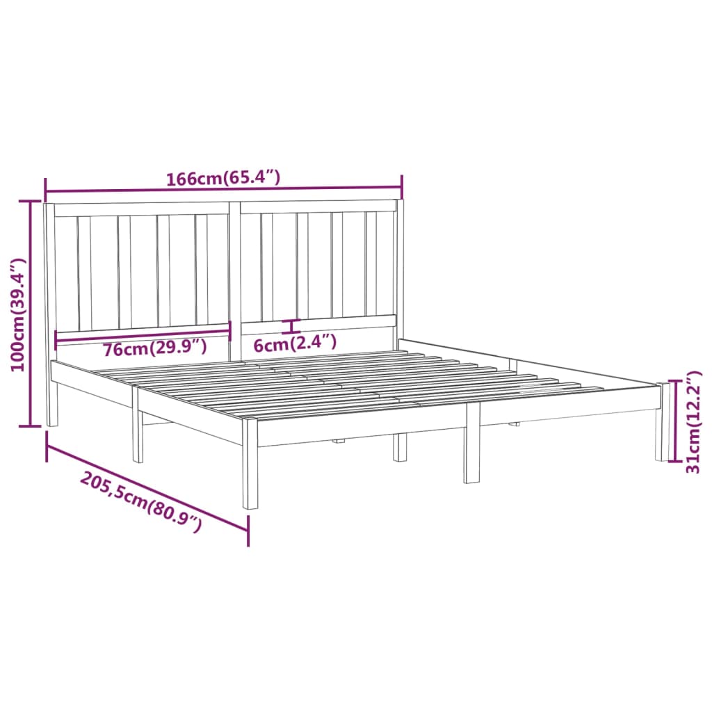 Bed Frame without Mattress White 160x200 cm Solid Wood