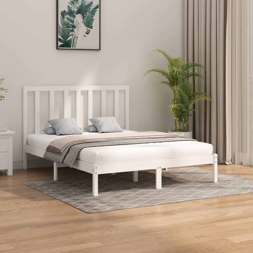 Bed Frame without Mattress White 160x200 cm Solid Wood