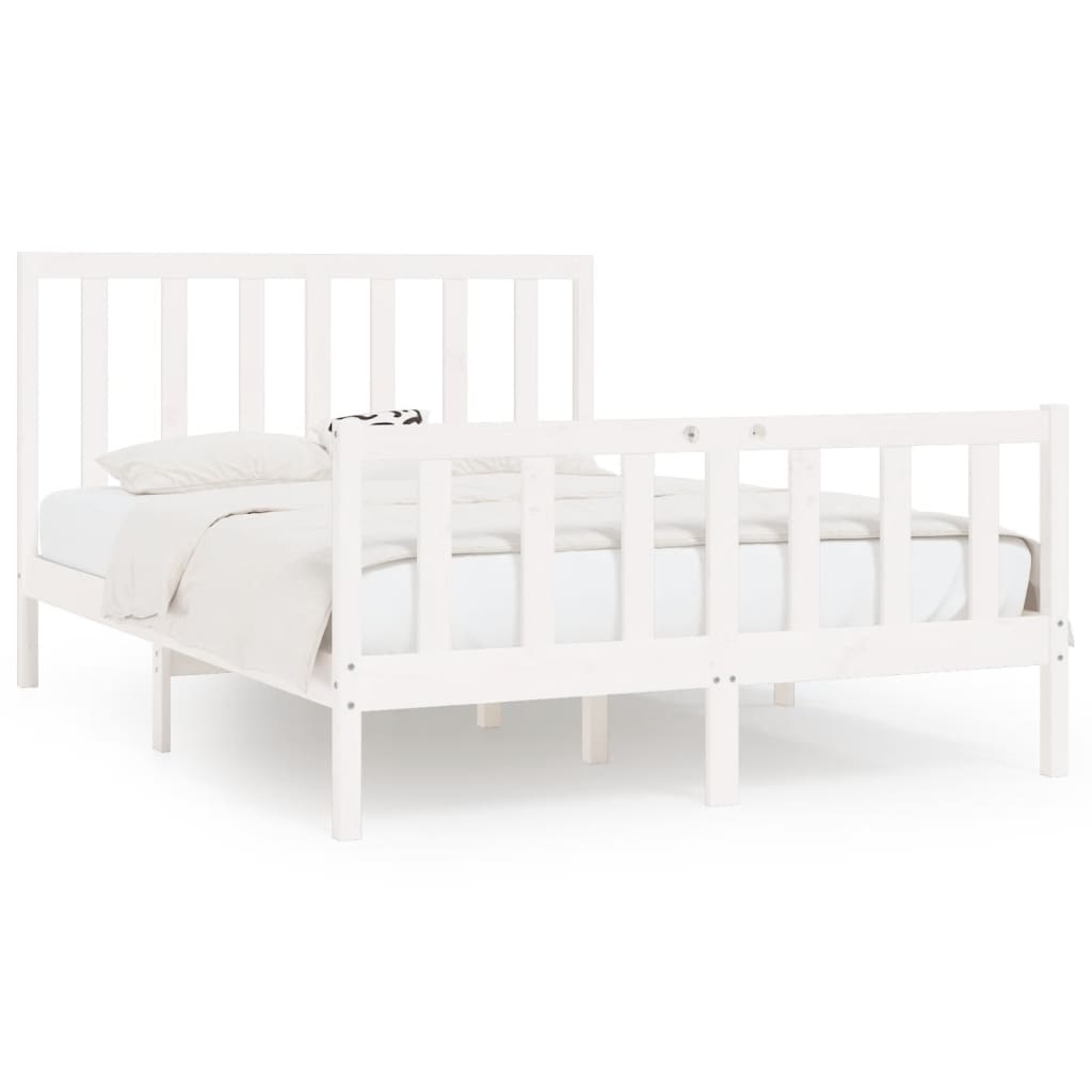 Bed Frame without Mattress White 140x200 cm Solid Wood