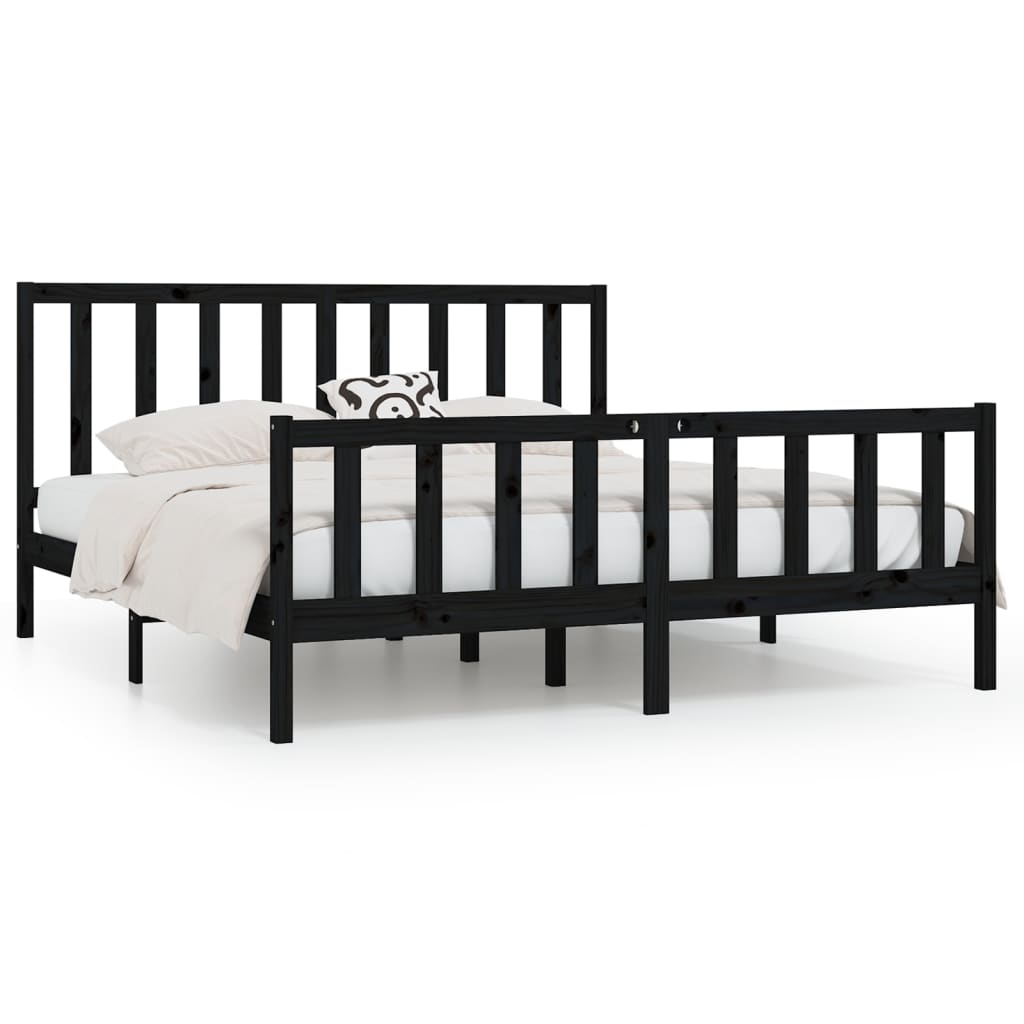Bed Frame without Mattress Black 200x200 cm Solid Wood
