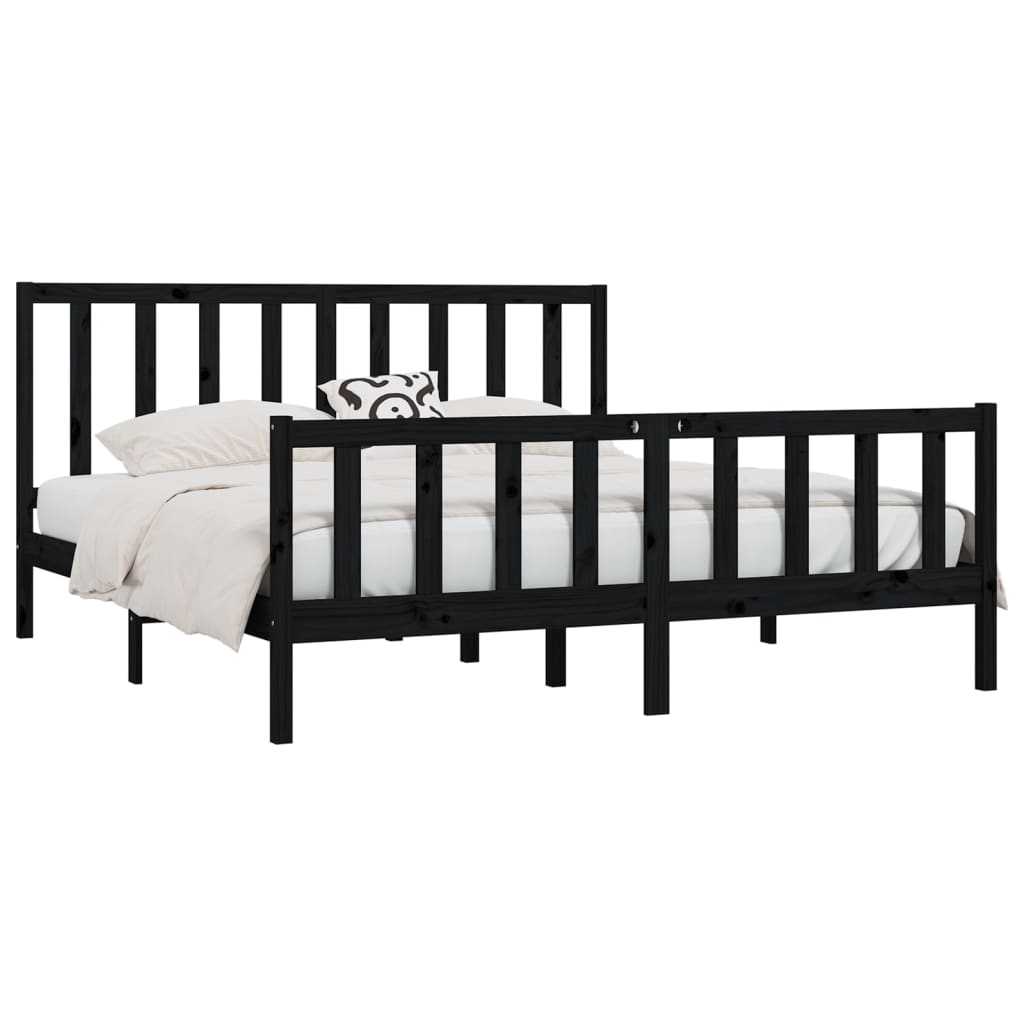 Bed Frame without Mattress Black 200x200 cm Solid Wood