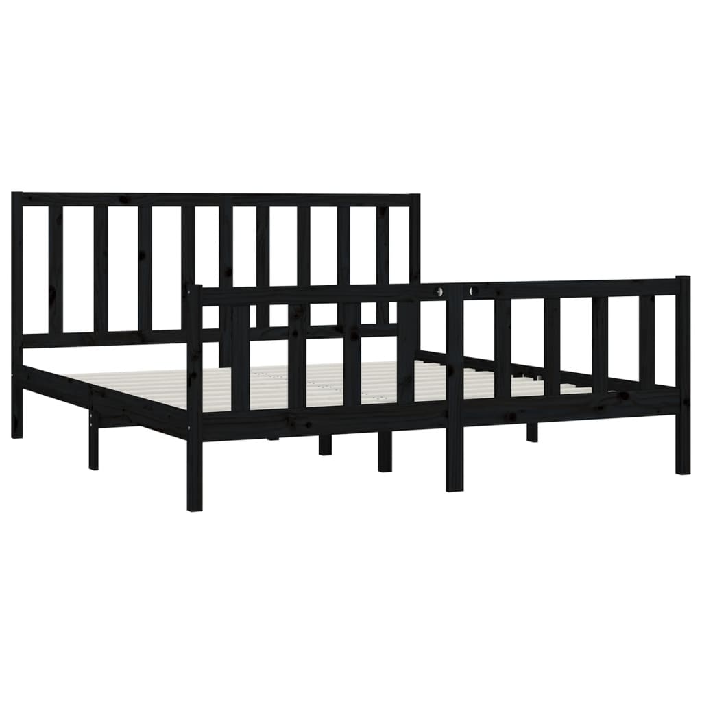 Bed Frame without Mattress Black 200x200 cm Solid Wood