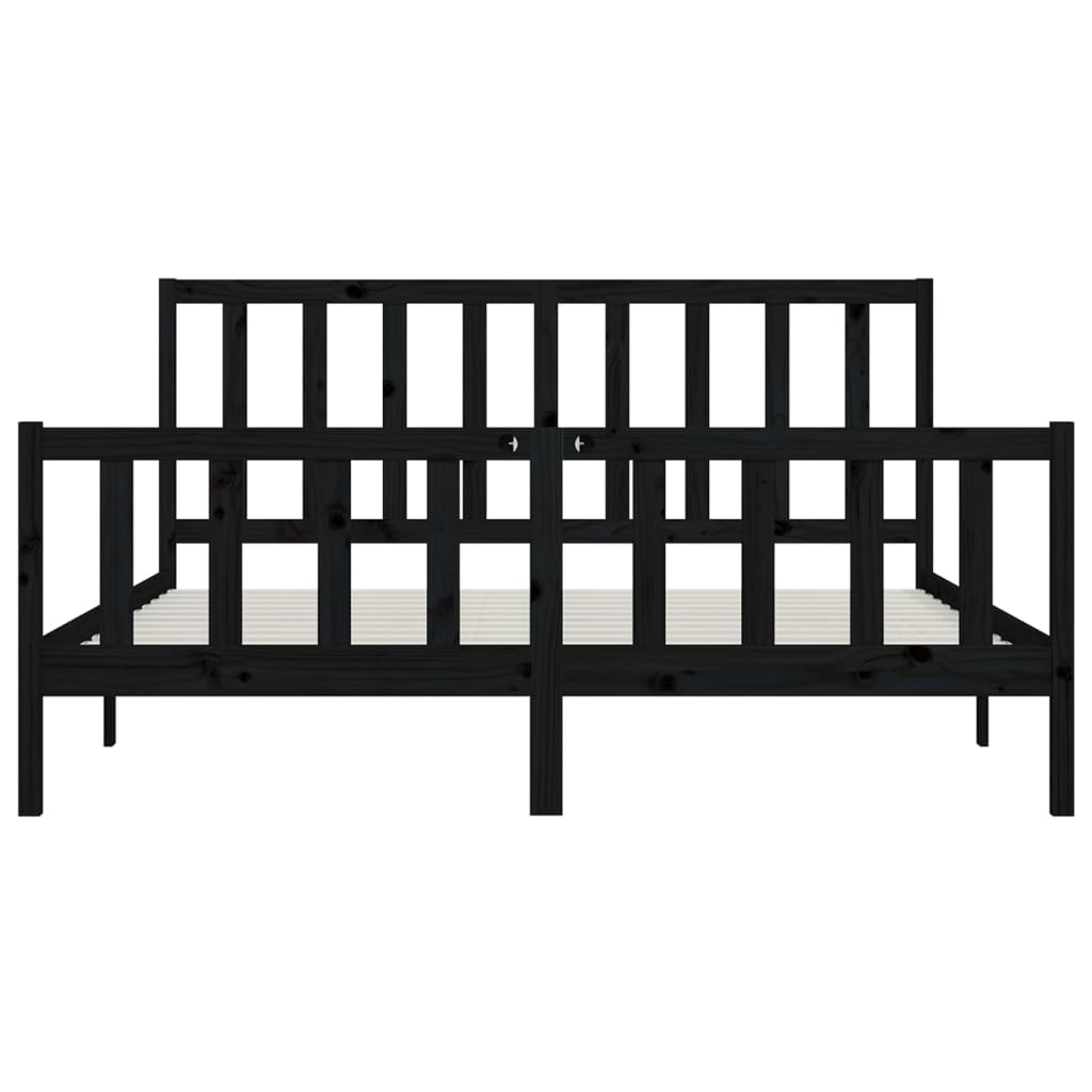 Bed Frame without Mattress Black 200x200 cm Solid Wood
