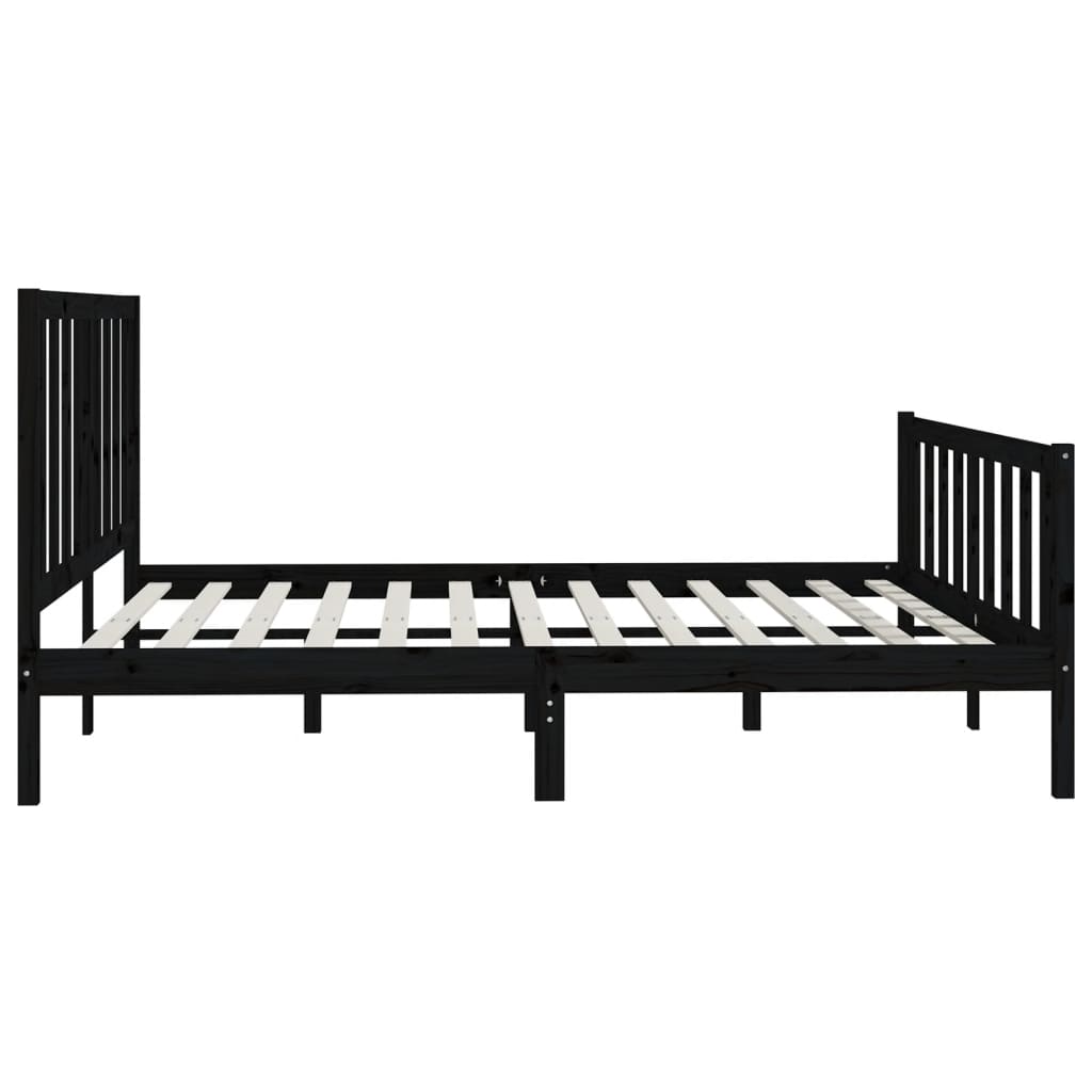 Bed Frame without Mattress Black 200x200 cm Solid Wood