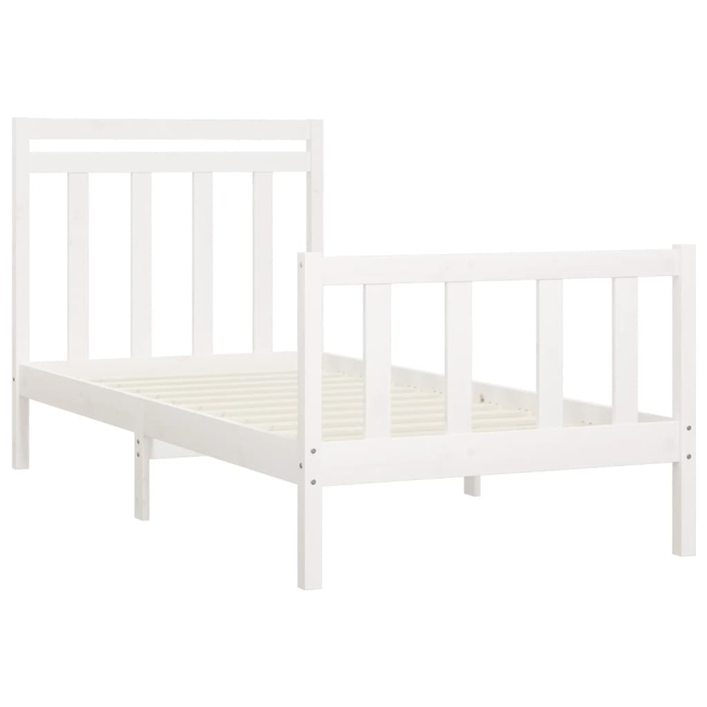 Bed Frame without Mattress White Solid Wood Pine 100x200 cm