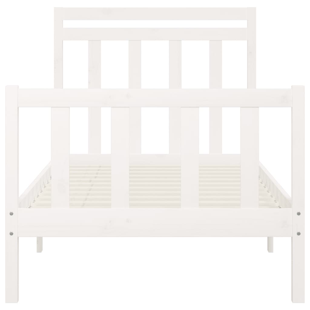 Bed Frame without Mattress White Solid Wood Pine 100x200 cm