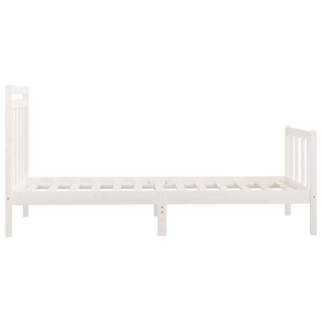 Bed Frame without Mattress White Solid Wood Pine 100x200 cm
