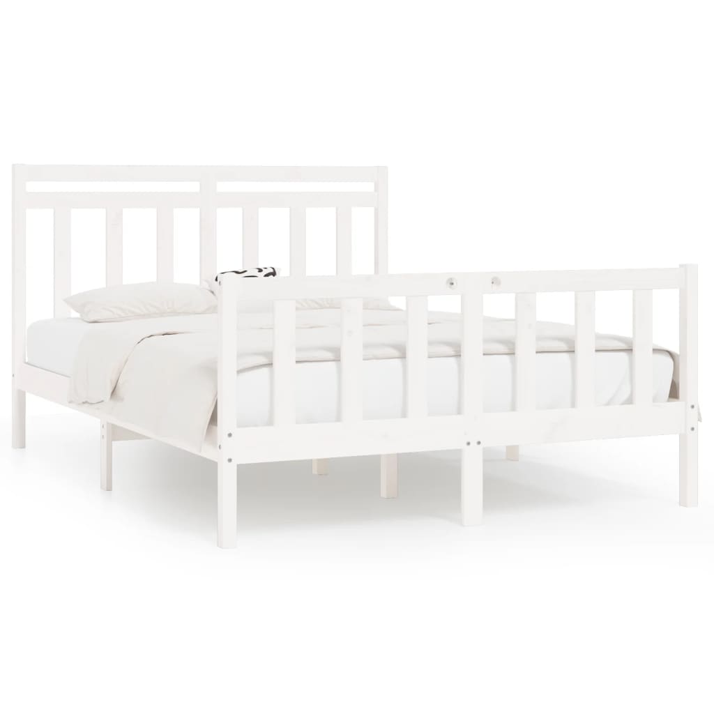 Bed Frame without Mattress White Solid Wood Pine 160x200 cm