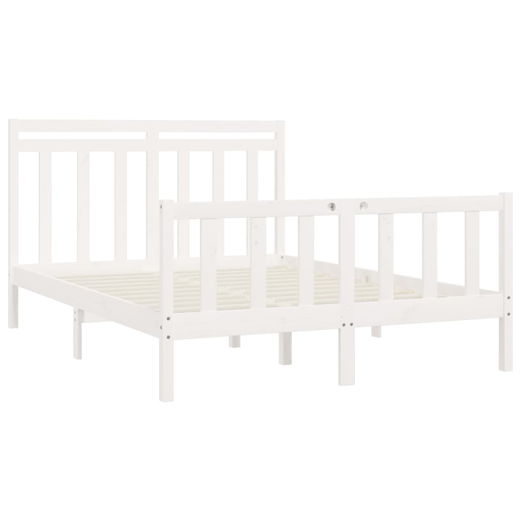 Bed Frame without Mattress White Solid Wood Pine 160x200 cm