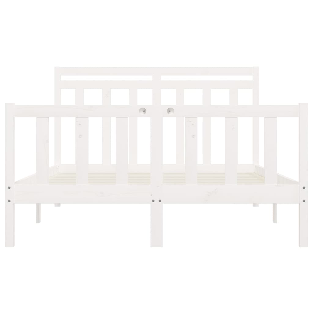 Bed Frame without Mattress White Solid Wood Pine 160x200 cm