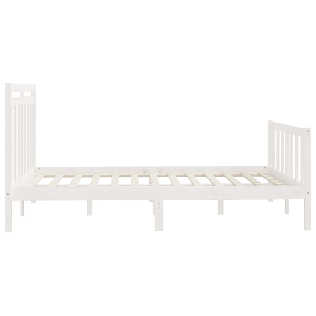 Bed Frame without Mattress White Solid Wood Pine 160x200 cm