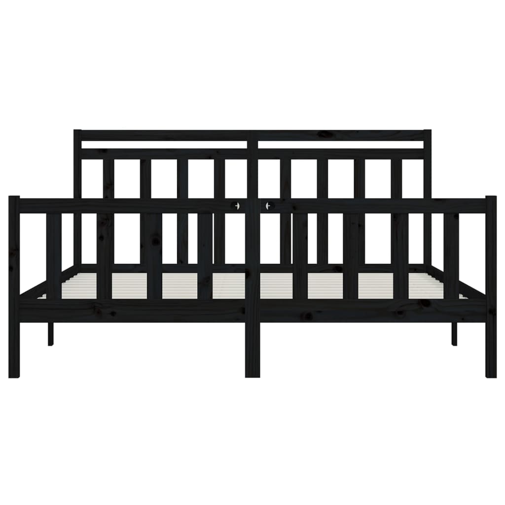 Bed Frame without Mattress Black Solid Wood Pine 200x200 cm
