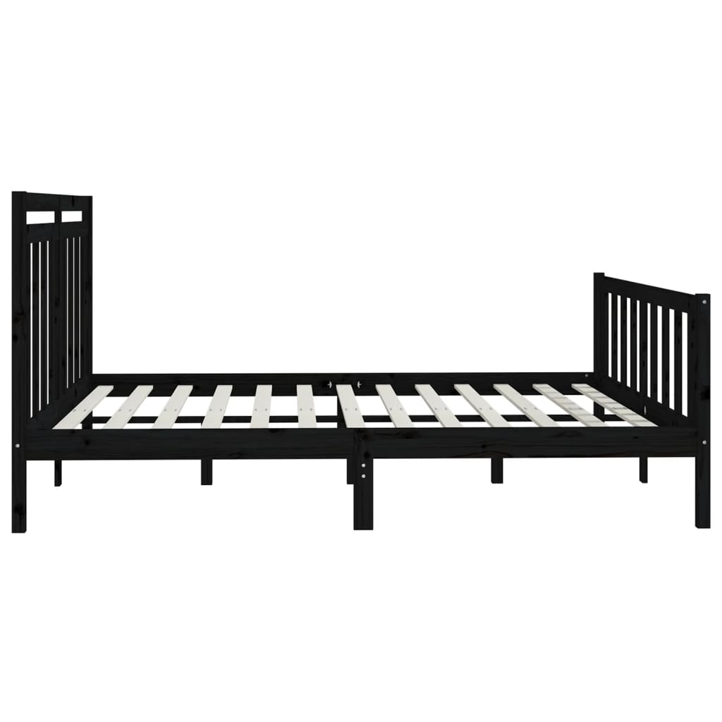 Bed Frame without Mattress Black Solid Wood Pine 200x200 cm
