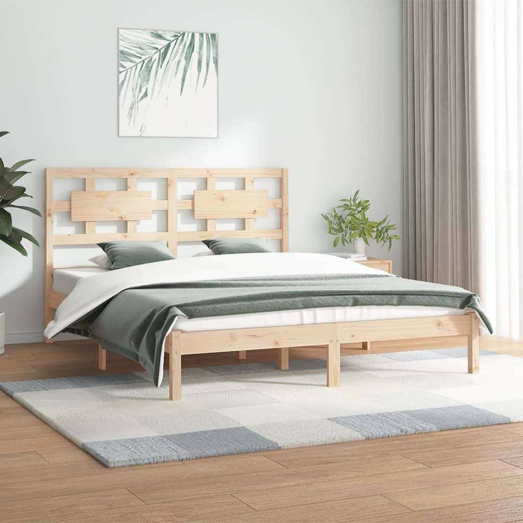 Bed Frame without Mattress 150x200 cm King Size Solid Wood Pine