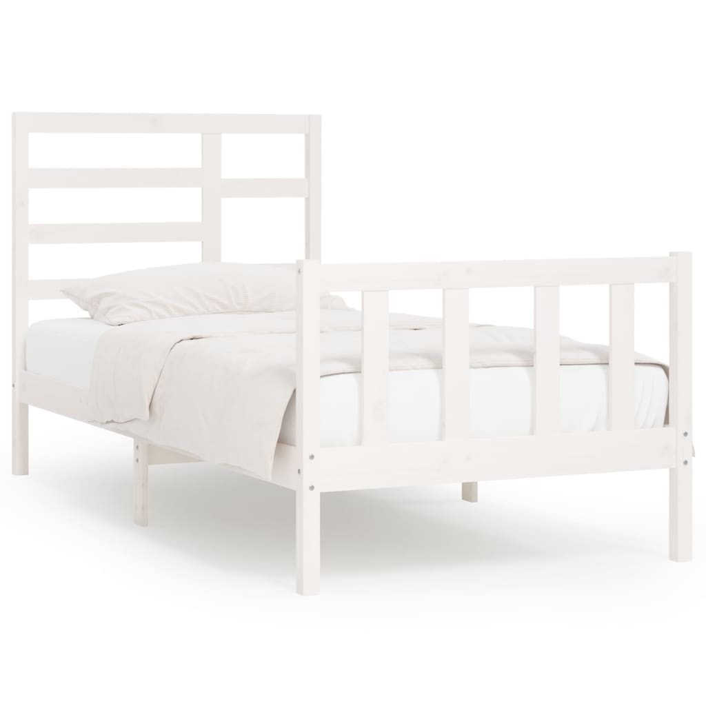 Bed Frame without Mattress White 90x200 cm Solid Wood Pine