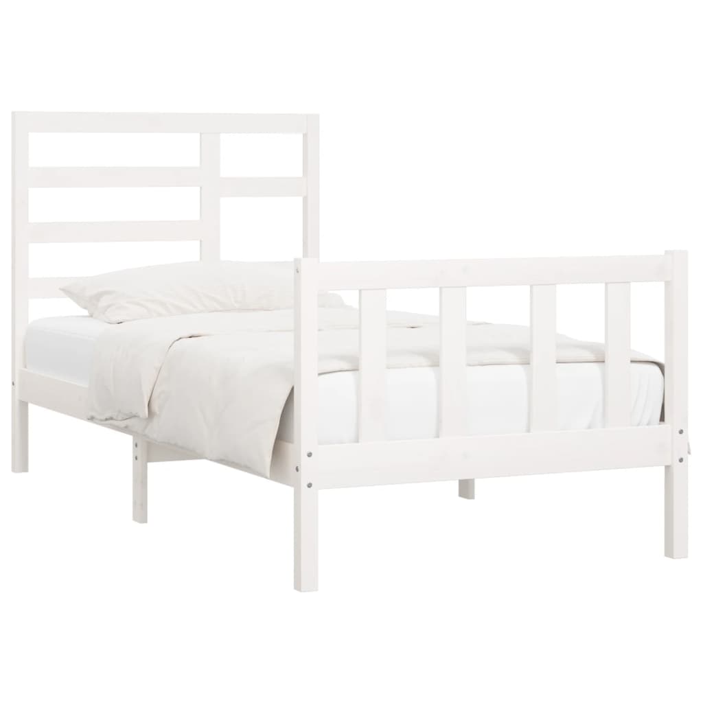 Bed Frame without Mattress White 90x200 cm Solid Wood Pine