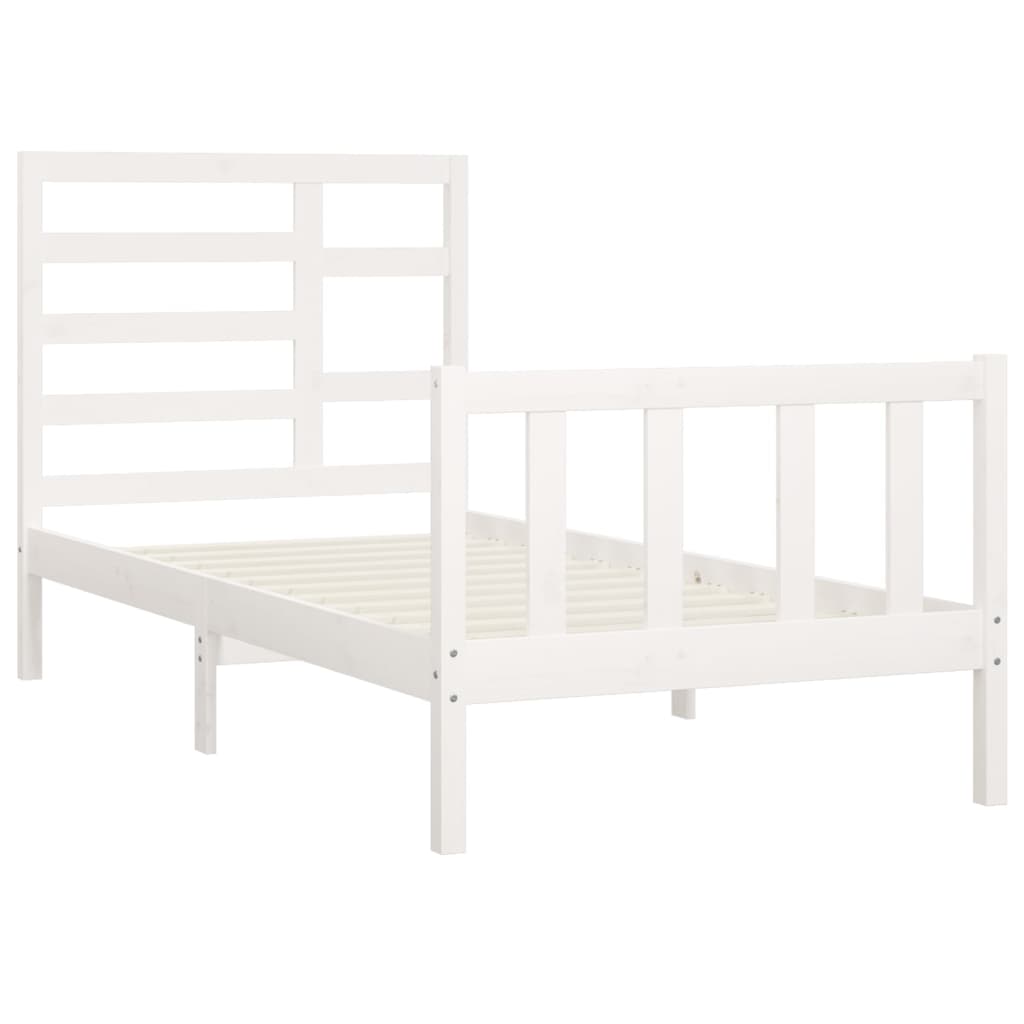 Bed Frame without Mattress White 90x200 cm Solid Wood Pine