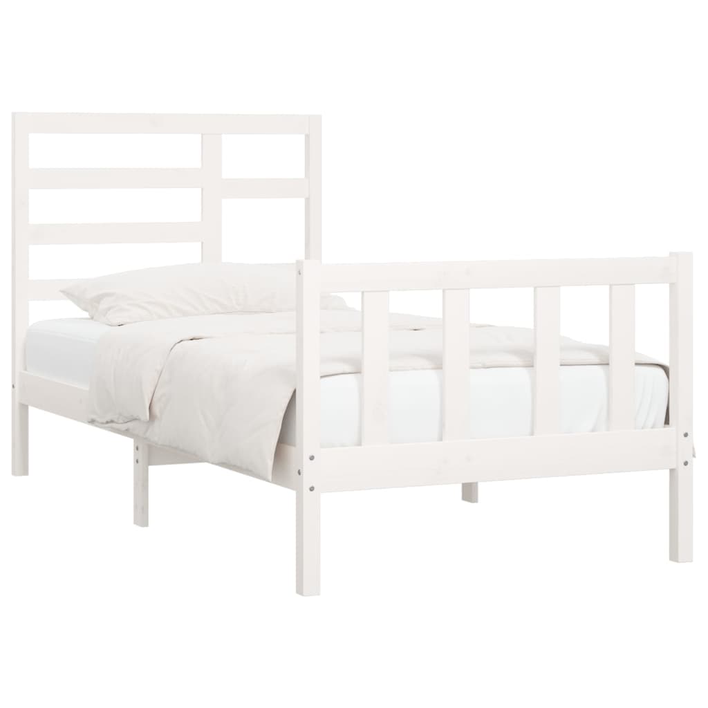Bed Frame without Mattress White 100x200 cm Solid Wood Pine