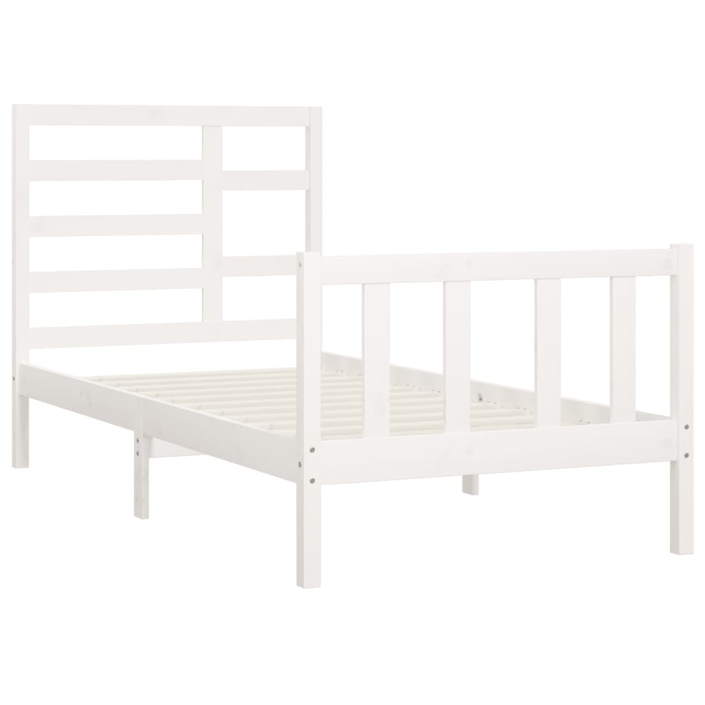 Bed Frame without Mattress White 100x200 cm Solid Wood Pine