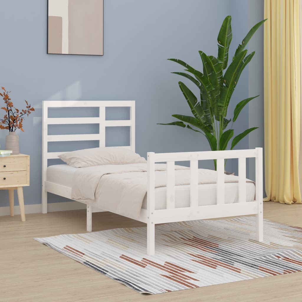 Bed Frame without Mattress White 100x200 cm Solid Wood Pine