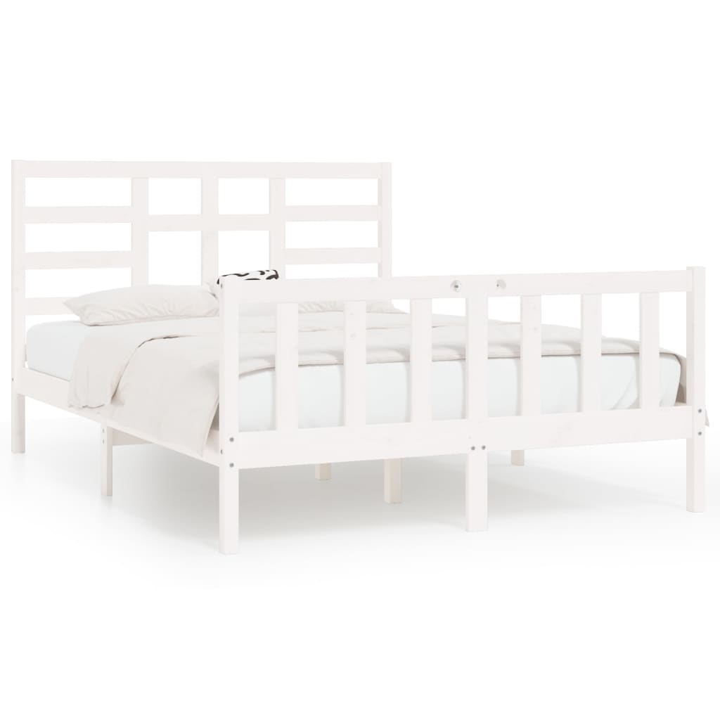 Bed Frame without Mattress White 160x200 cm Solid Wood Pine