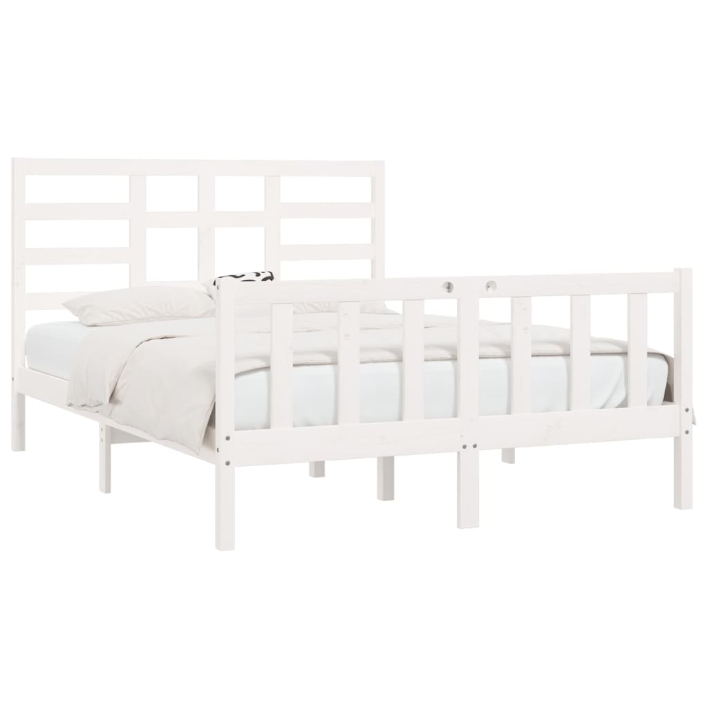 Bed Frame without Mattress White 160x200 cm Solid Wood Pine