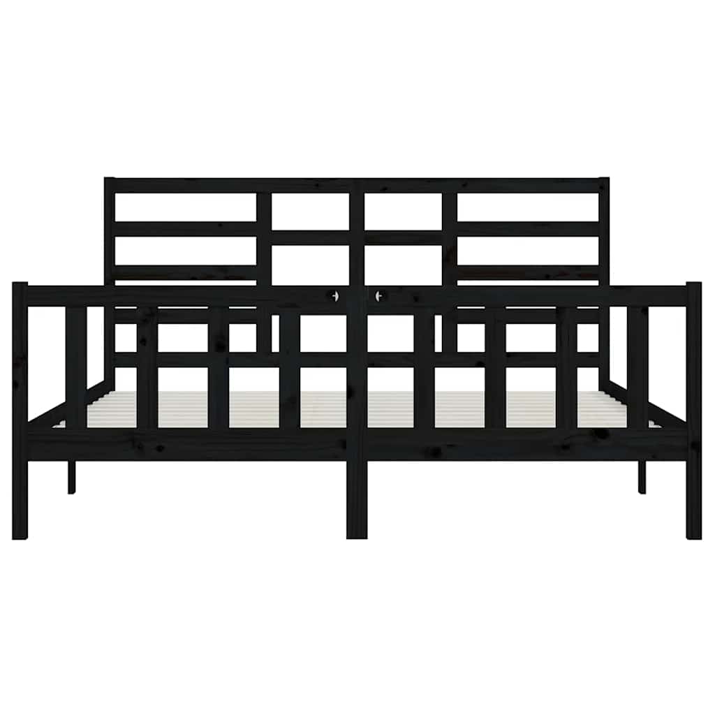 Bed Frame without Mattress Black 200x200 cm Solid Wood Pine