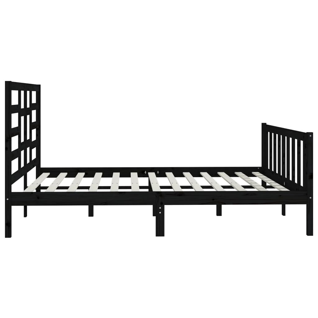Bed Frame without Mattress Black 200x200 cm Solid Wood Pine