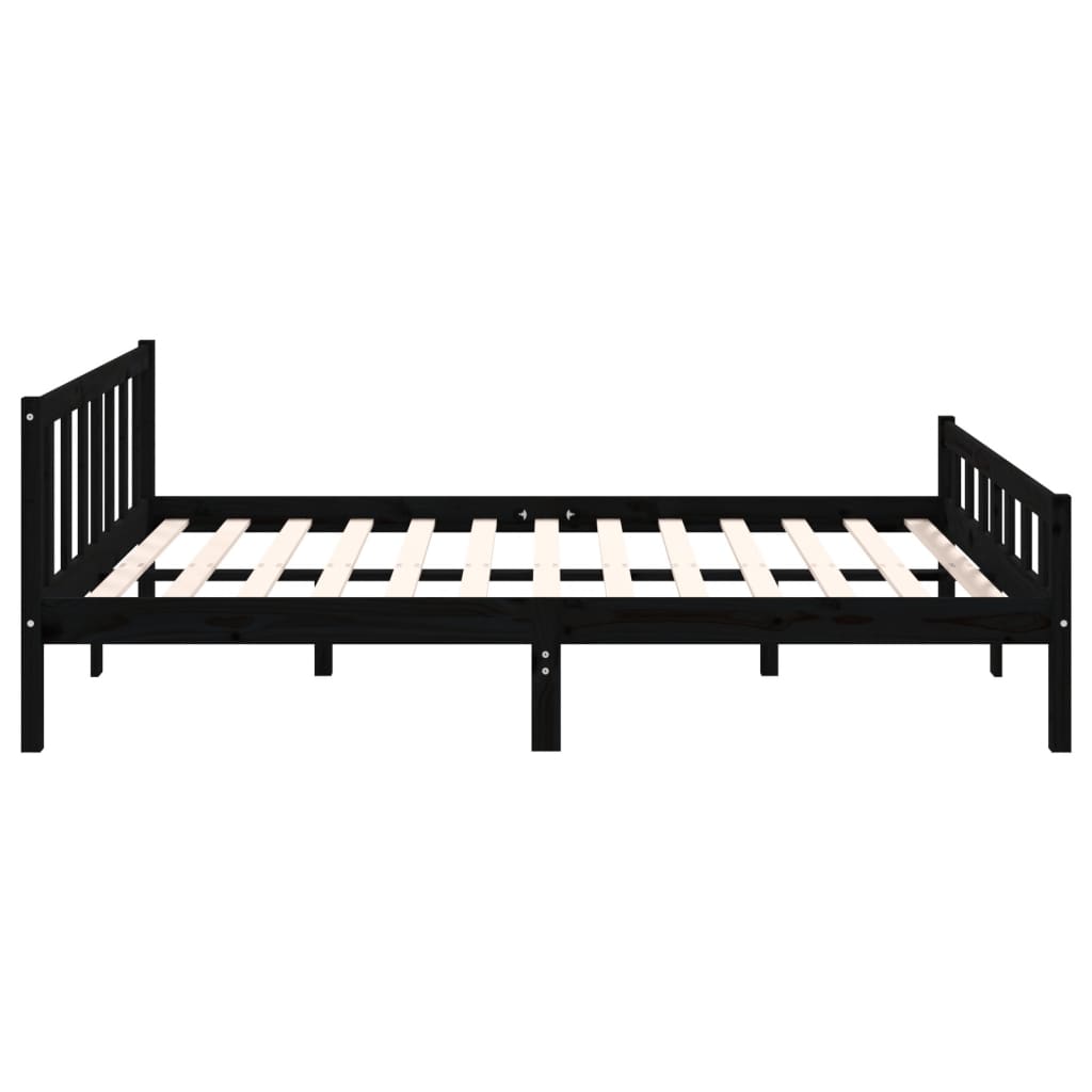 Bed Frame without Mattress Black Solid Wood 120x200 cm