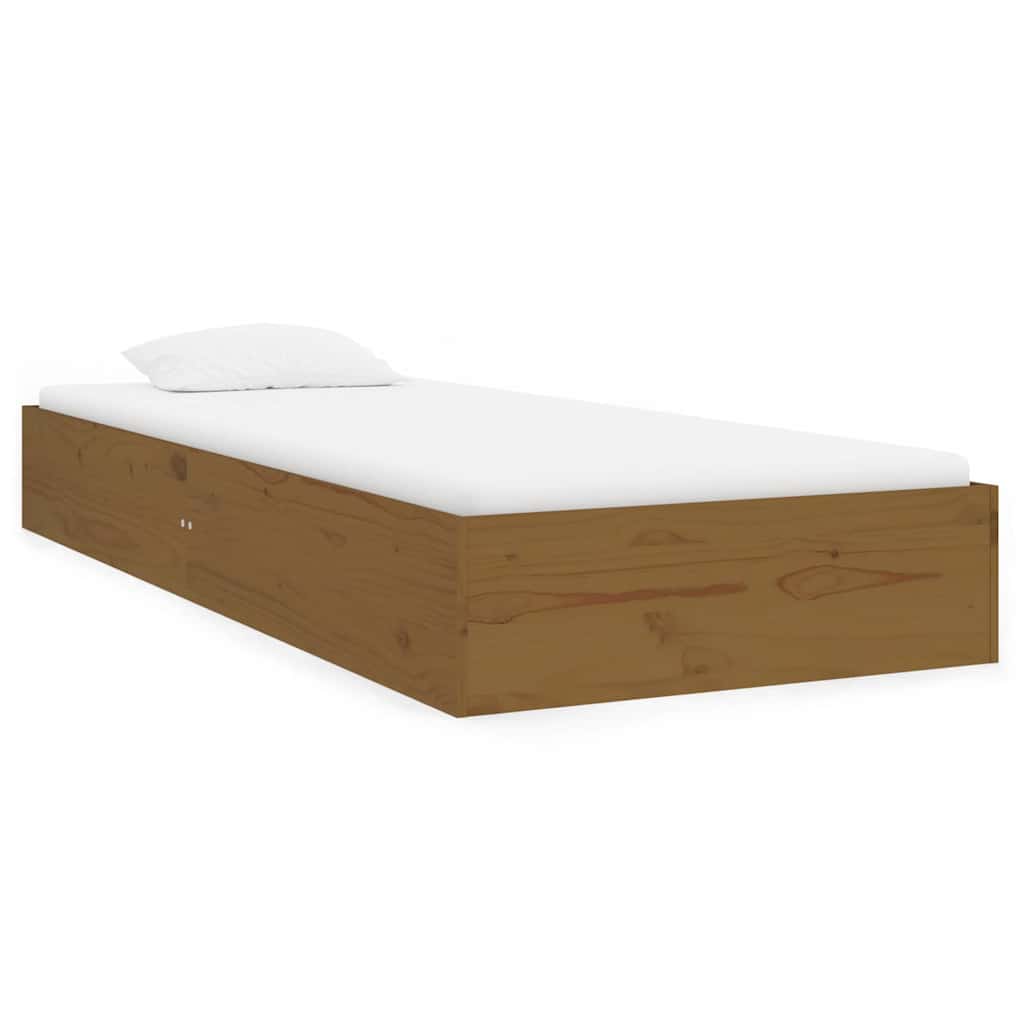 Bed Frame without Mattress Honey Brown Solid Wood 75x190 cm Small Single