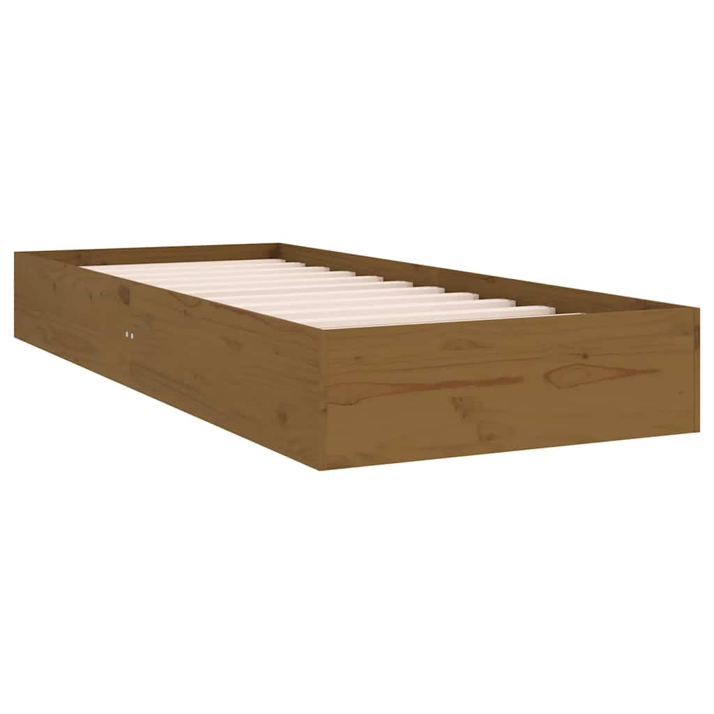 Bed Frame without Mattress Honey Brown Solid Wood 75x190 cm Small Single