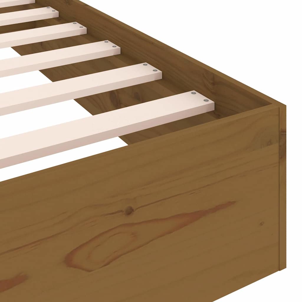 Bed Frame without Mattress Honey Brown Solid Wood 75x190 cm Small Single