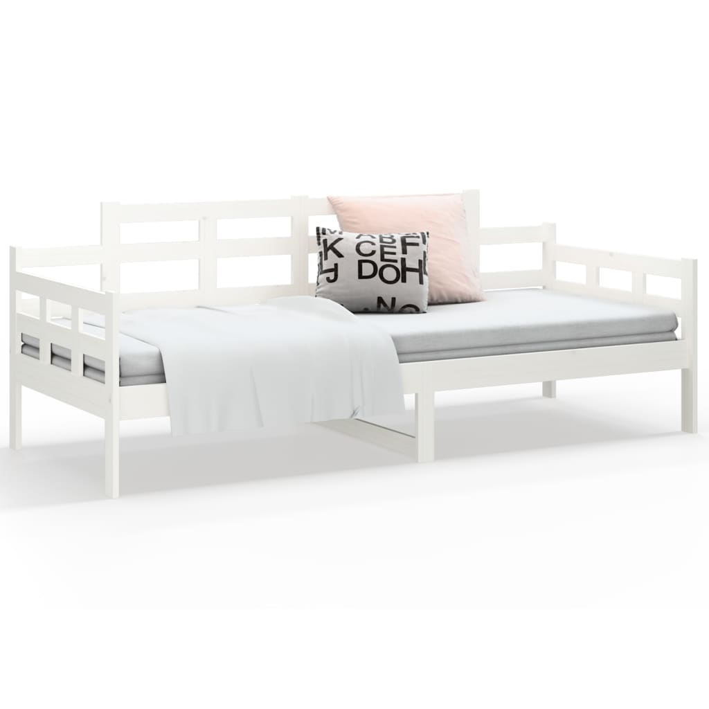 Day Bed without Mattress White Solid Wood Pine 90x200 cm