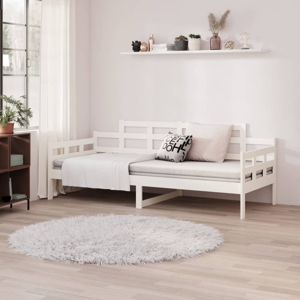Day Bed without Mattress White Solid Wood Pine 90x200 cm