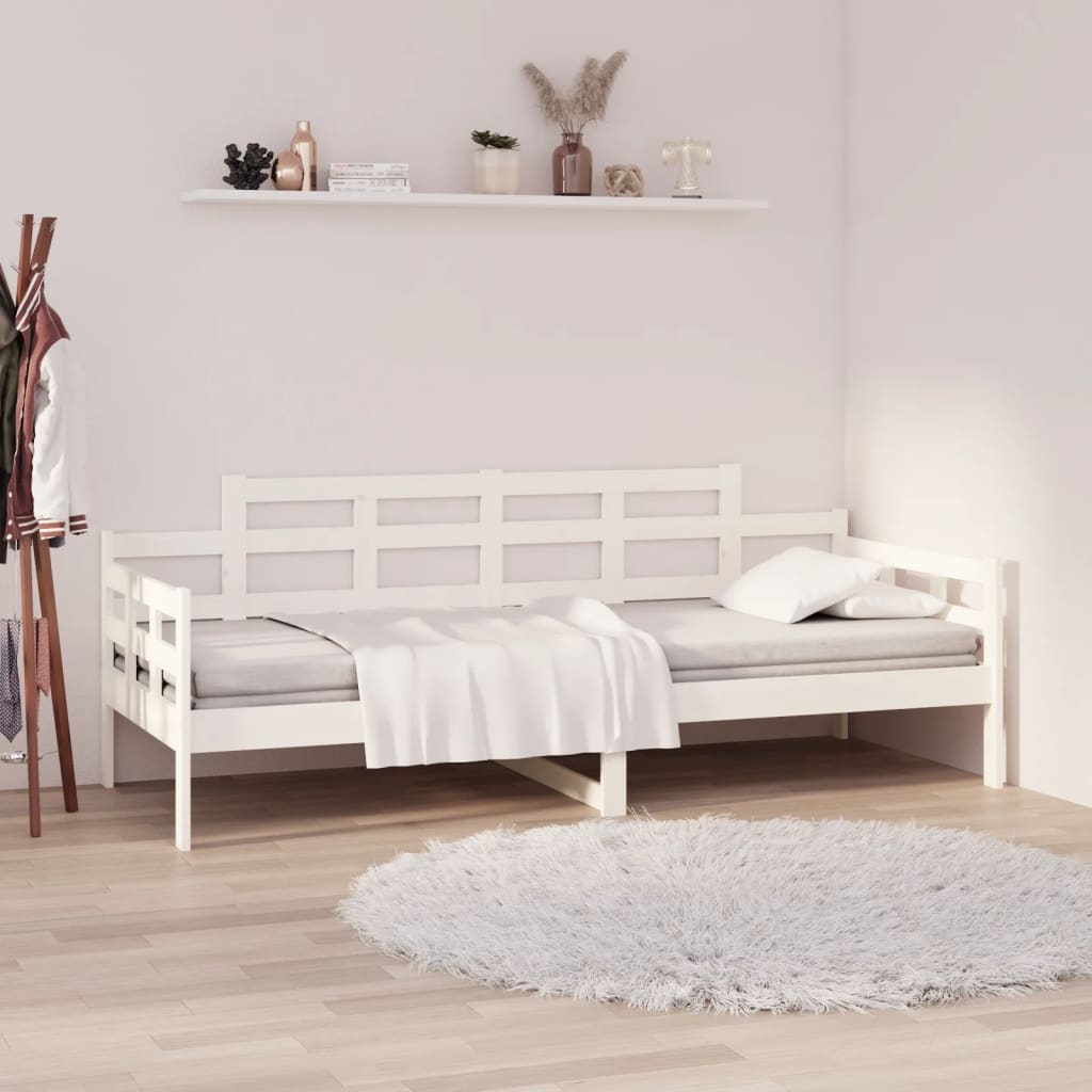 Day Bed without Mattress White Solid Wood Pine 90x200 cm