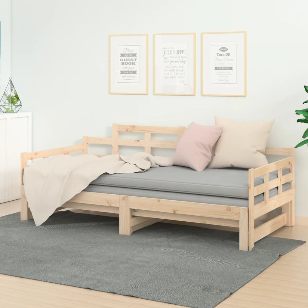 Pull-out Day Bed without Mattress Solid Wood Pine 2x cm