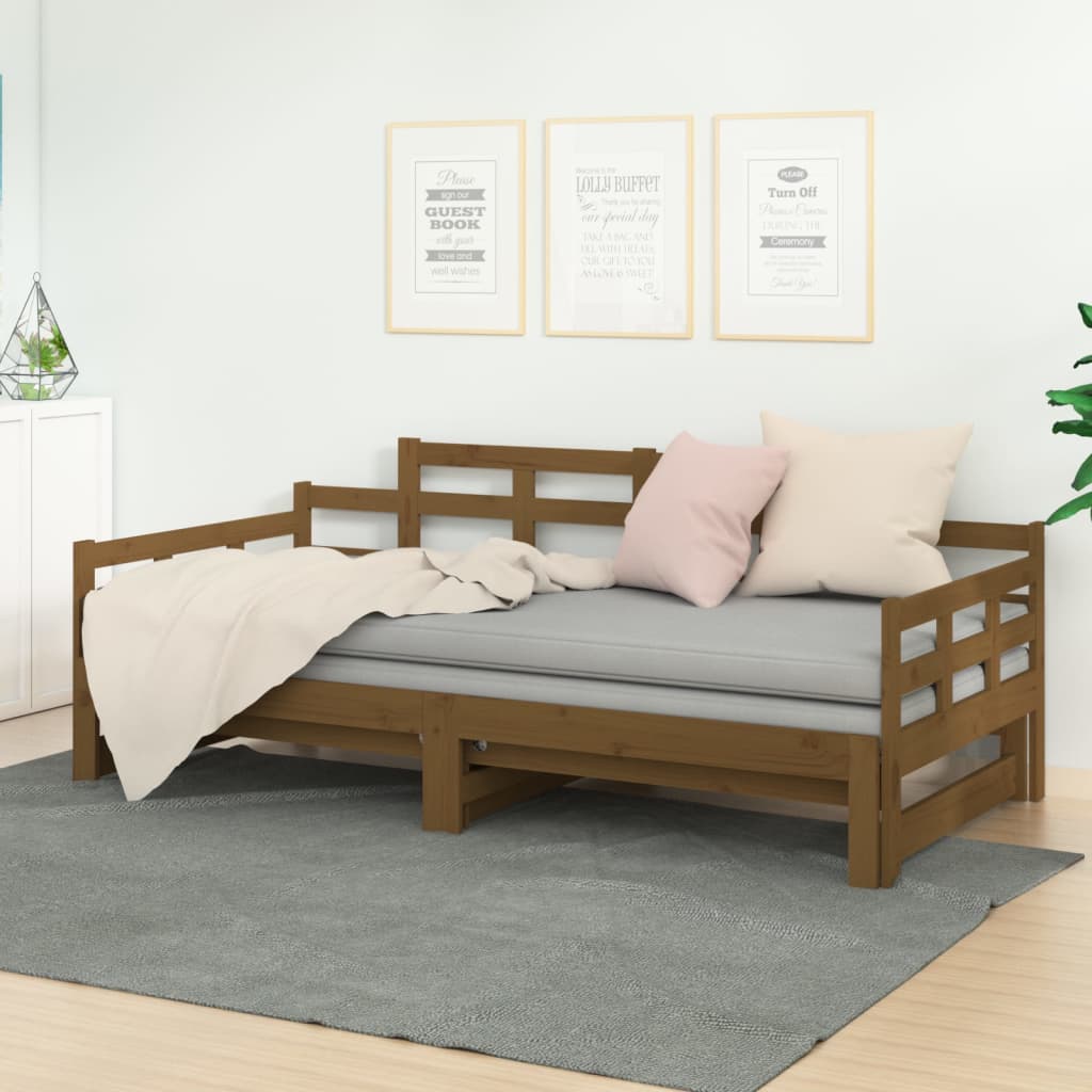 Pull-out Day Bed without Mattress Honey Brown 2x(90x190) cm