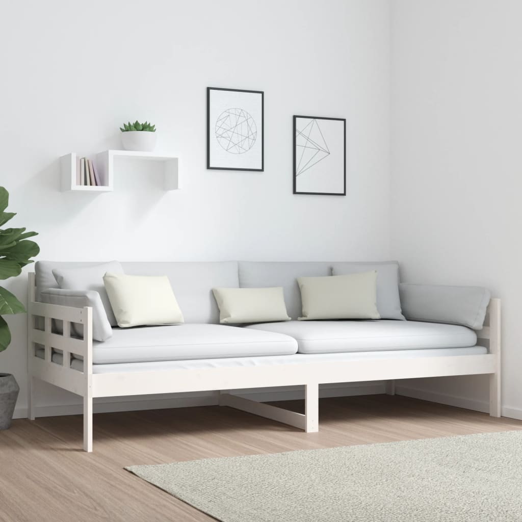 Day Bed without Mattress White Solid Wood Pine 90x200 cm