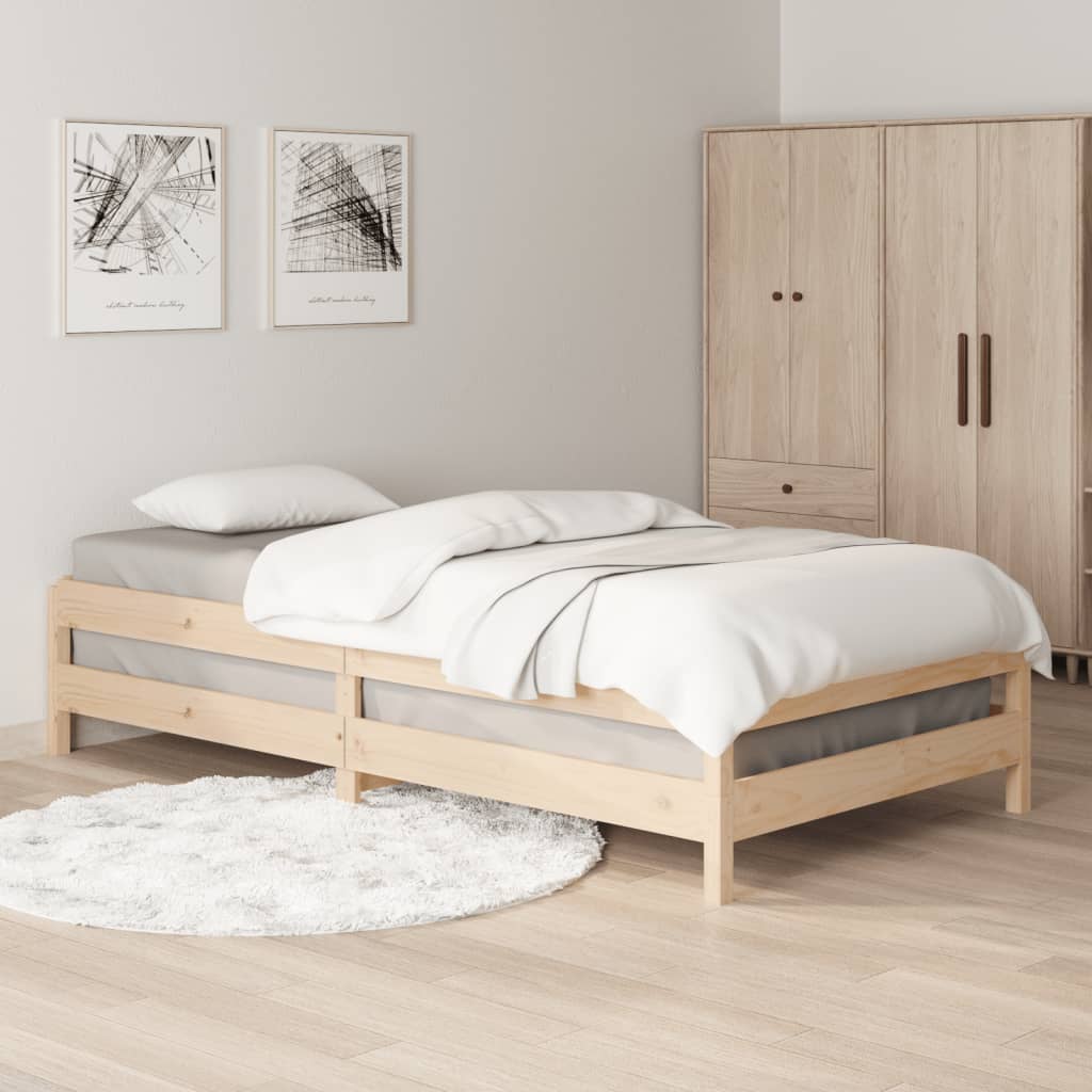 Stack Bed without Mattress 100x200 cm Solid Wood Pine