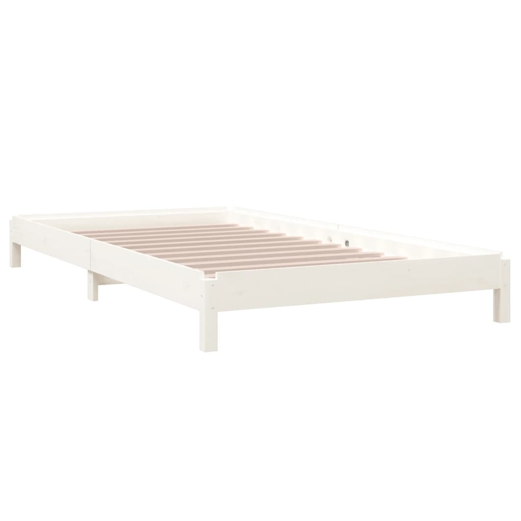 Stack Bed without Mattress White 100x200 cm Solid Wood Pine