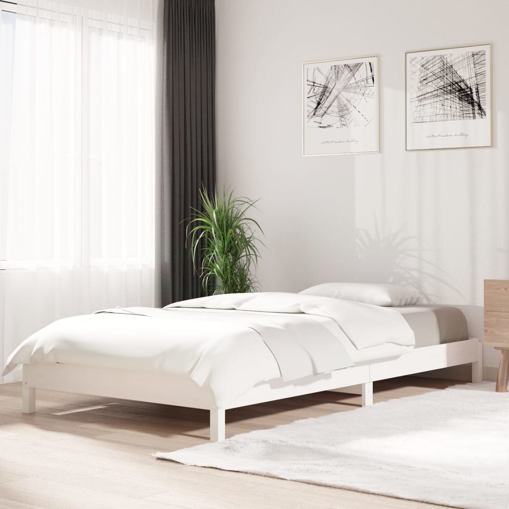 Stack Bed without Mattress White 100x200 cm Solid Wood Pine