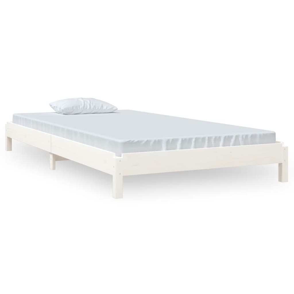 Stack Bed without Mattress White 90x200 cm Solid Wood Pine