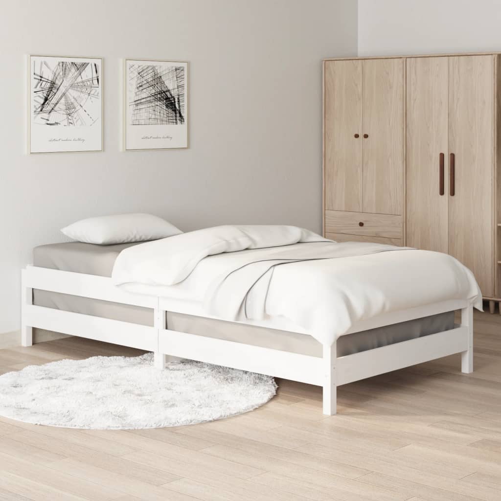 Stack Bed without Mattress White 90x200 cm Solid Wood Pine
